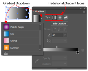 Apply a gradient with using the Gradient panel