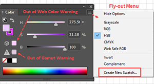 Illustration of how to create a swatch with the Color panel