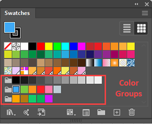 Screen shot of Color Groups in the Swatches Panel