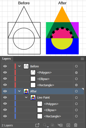 Illustration of a figure Before and After Live Paint