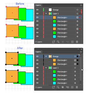 Illustration of How to Use the Layers panel to Move Objects to Another Layer