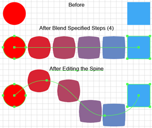 Illustration of Directly Editing the Spine of a Blend Object