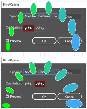 Illustration of How to Set Blend Orientation Options