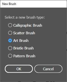 Illustration of New Brush Dialog with Art Brush Radio Button Selected