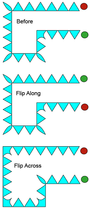 Illustration of the effect of the Flip Pattern Brush Option