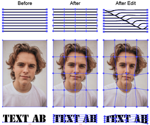 Illustration of an Envelope Distortion that has a starts out with a non-distorting rectangular Mesh