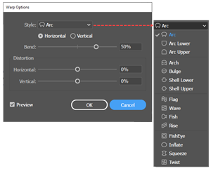 Illustration of How to select Warp options.