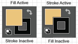 Illustration of the Active and Inactive States of the Tool panel Fill-Stroke Widget.