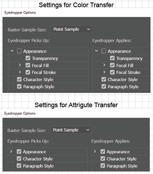 Illustration of the Expanded vs Unexpanded setting of the Eyedropper Options dialog.