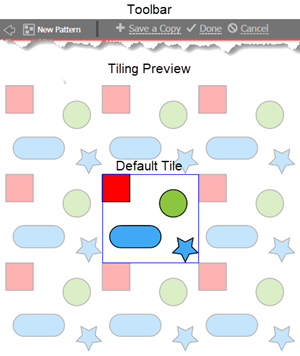 Illustration of How to create a simple pattern with default settings and Art that fits completely on a single tile.