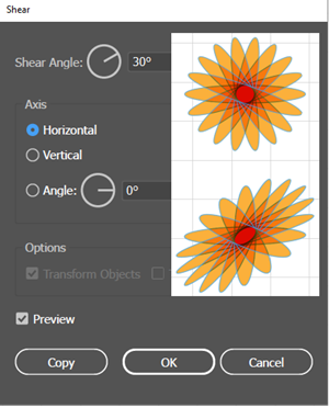 Illustration of Doing a Shear Transformation via a Dialog Box