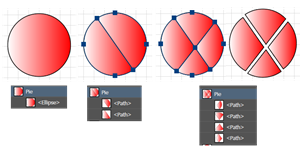 Illustration of How to If the Knife tool's cuts form Faces, Ai makes the faces into closed paths