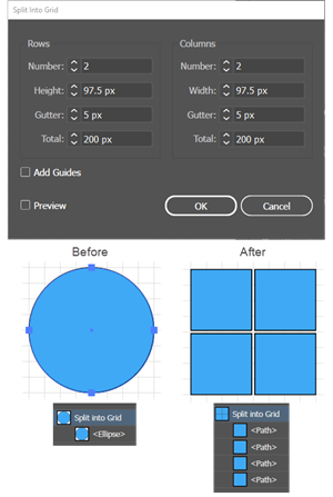 Illustration of A circle Split into a Grid