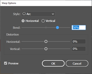 Warp Options Dialob Box