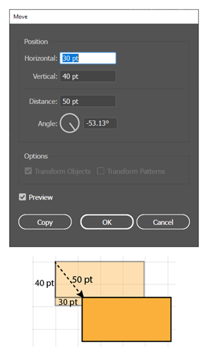 Illustration ofPrecise displacement with the Move panel