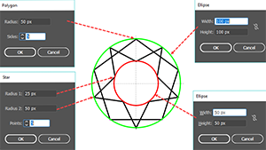 Illustration of box-oriented vs radius-oriented shapes