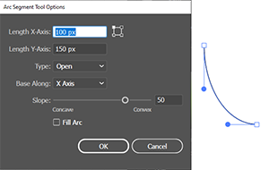 Arc Tool Options