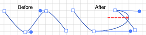 Moving a path segment, before and after.