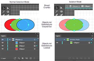 Isolation Mode vs Normal Selection Illustration