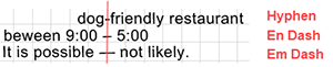 Illustration of Hyphens vs. En Dashes vs. Em Dashes